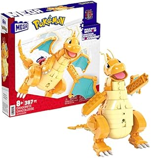 Mega Pokémon, figura akcji, budowanie zabawek dla dzieci, Dragonite z 387 utworami i ruchem skrzydeł, wiek 9+ lat, HKT25