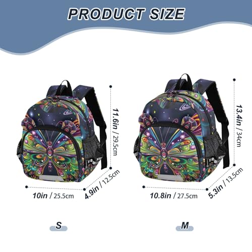 Kid's Backpack for Boys & Girls Toddler Bag Psychedelic Butterfly Backpack with Safety Leash2