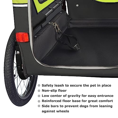 Doggyhut S-Line XL Hundeanhänger & Hundebuggy mit Federung 2 in 1 Hunde Fahrradanhänger Jogger gefedert bis 45 kg (Grün/Schwarz)
