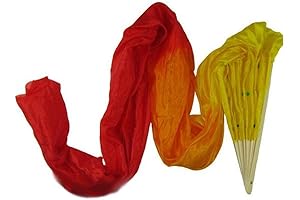 eoocvt 1.8M Belly Dance Fans Silk Bamboo Long Fan