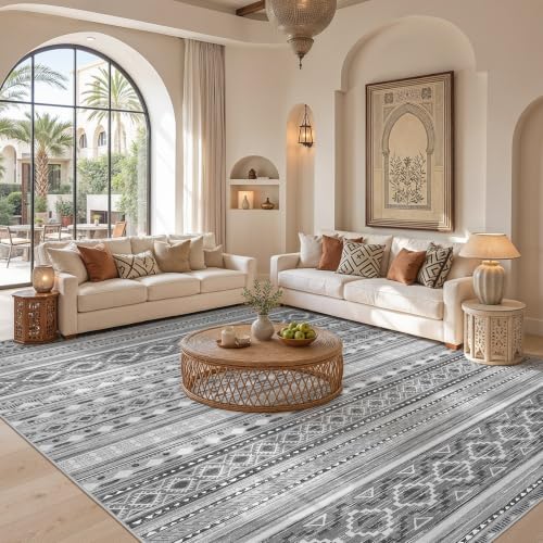 Image of cotiled Boho 9x12 Area Rug for Living Room: Large Moroccan Washable Rug