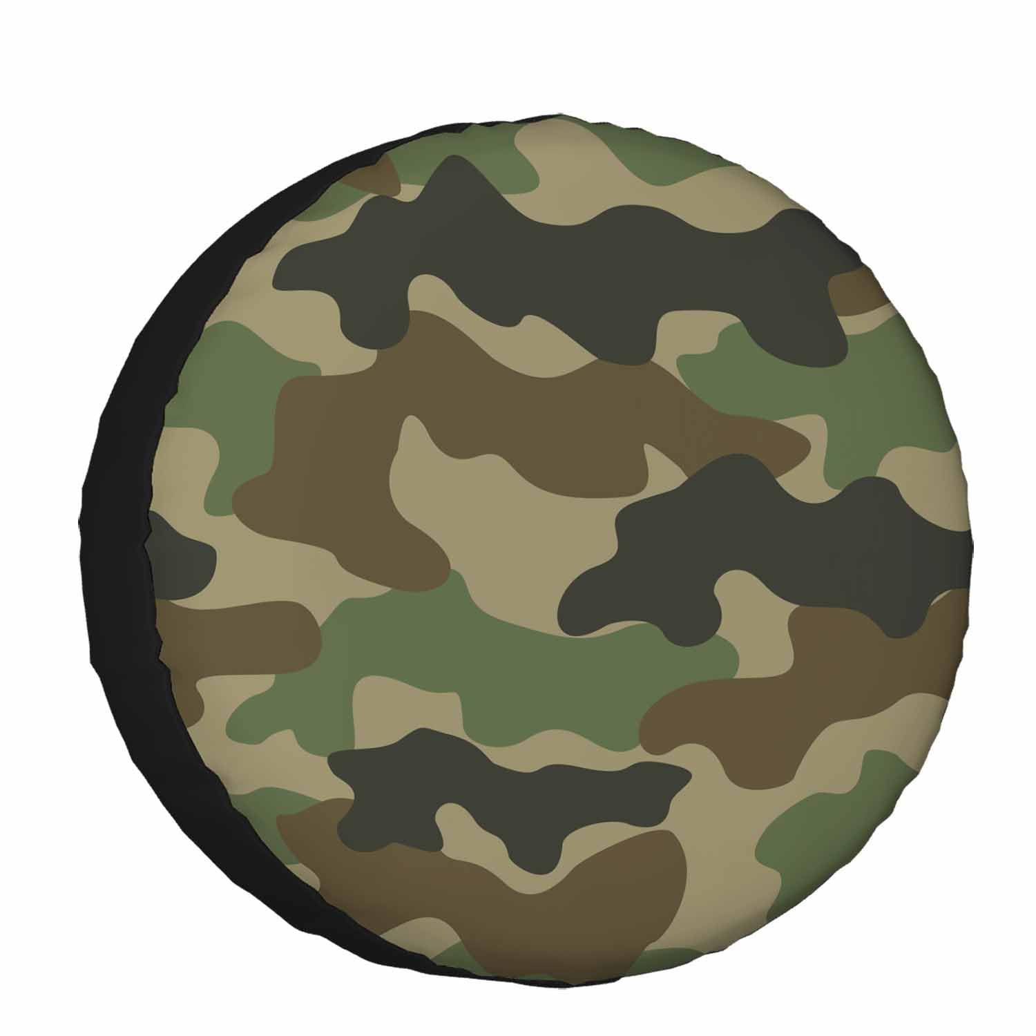 Army Camouflage Spare Tire Cover for RV Trailer Hunting Camo Green Hunter Wheel Protectors Weatherproof Polyester Tire Case for All Cars SUV Camper Travel 15 inch