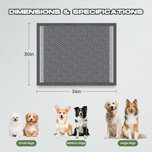 Image of Dog Pee Pads for Dogs XXL 30 inchx36 inch 50 Count with Adhesive Tabs | Charcoal Puppy Pads Extra Large Disposable Activated Carbon Super Absorbent Full Edge-Wrapping Odor-Control Training Pads