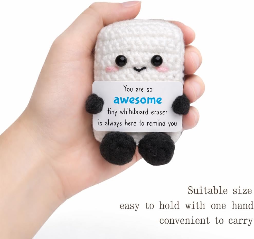 Self Care Gift - Mini Cute Whiteboard Eraser Crochet Decor - Encouragement Friend Family Coworker Student Gifts Desk Accessory Positive Affirmation, Surprise Birthday Gift Box Filling Material