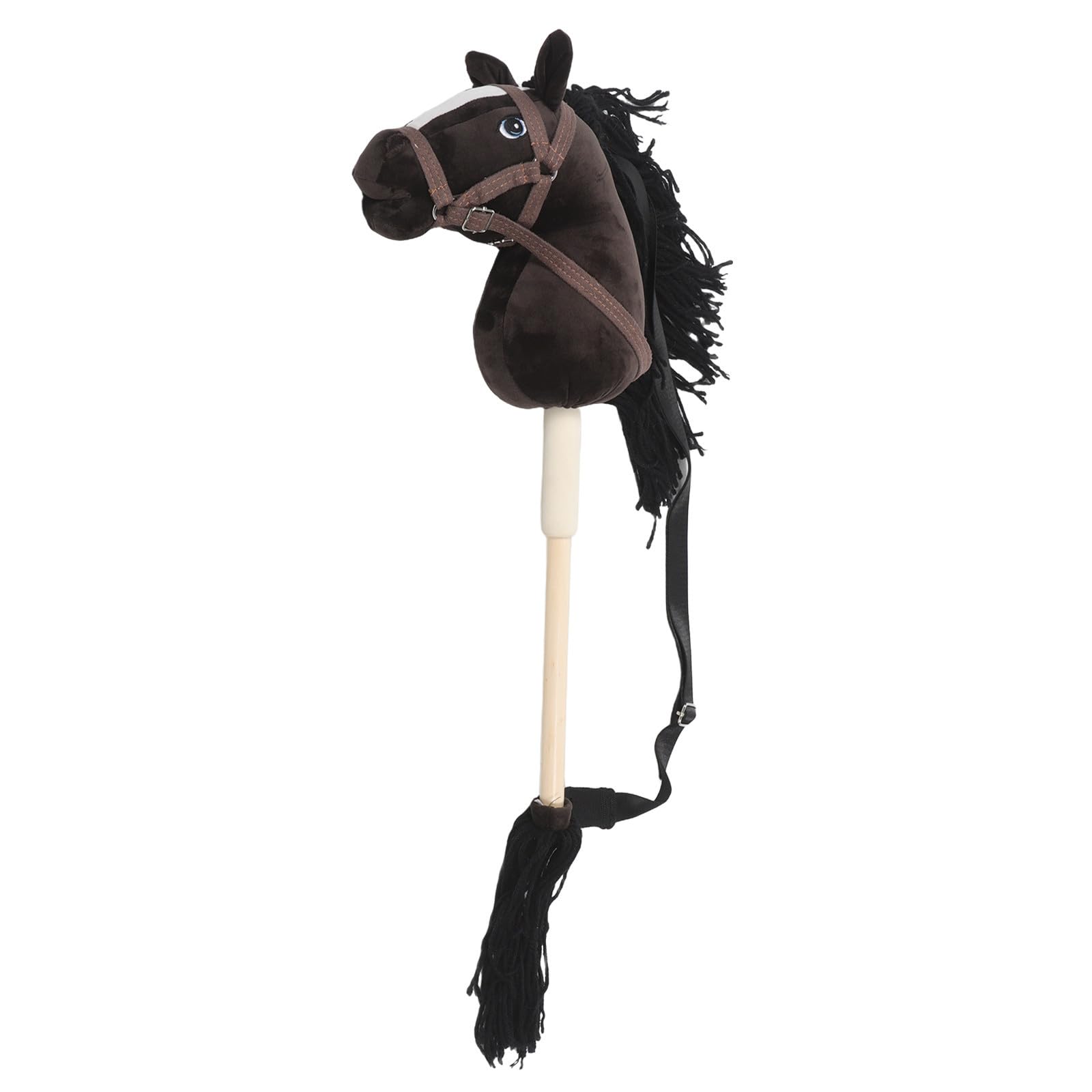 TOPBATHY Cavallo di Peluche su Bastone, Giocattolo Nero