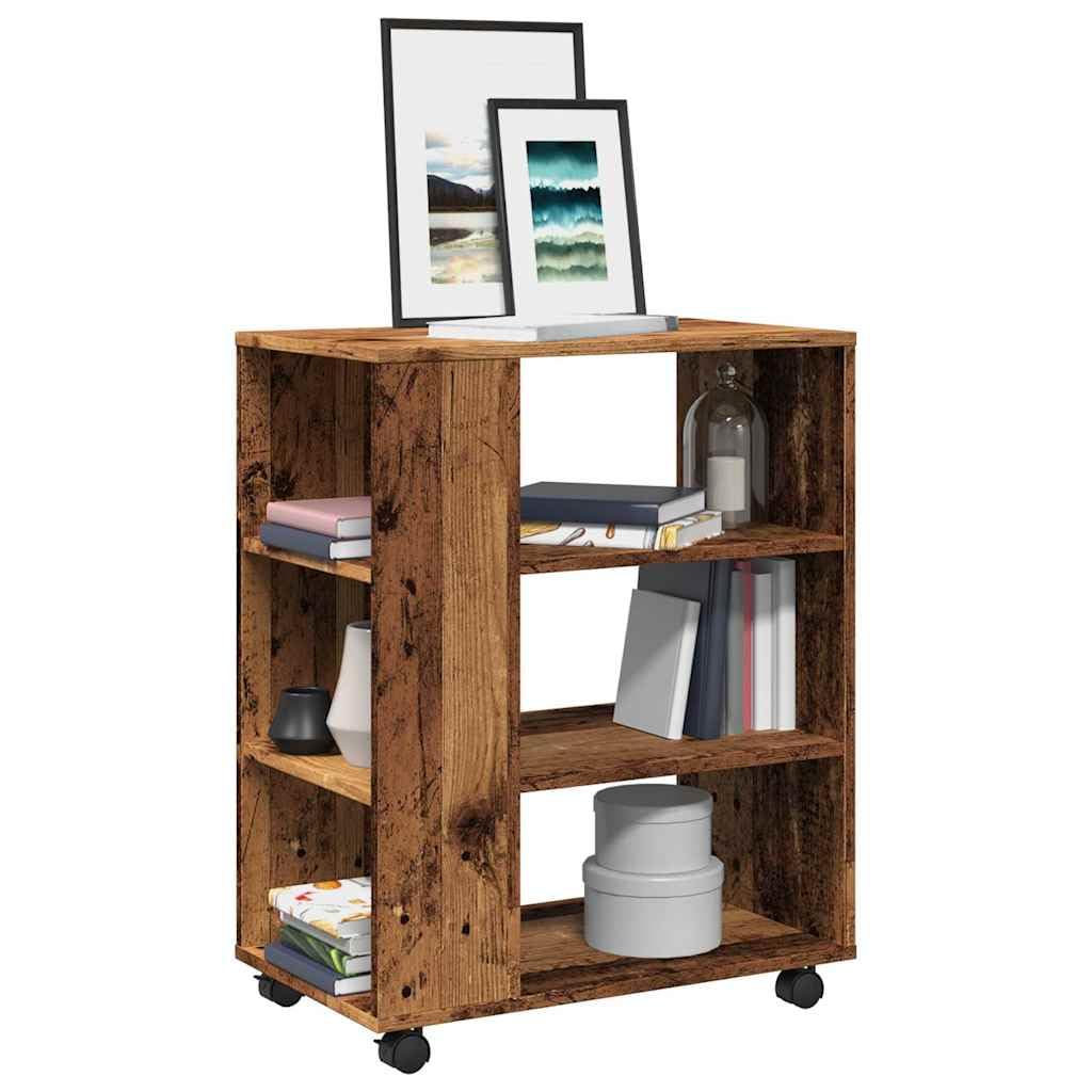 Mobiletto con Ruote Legno Antico 60x35x75 cm Truciolato
