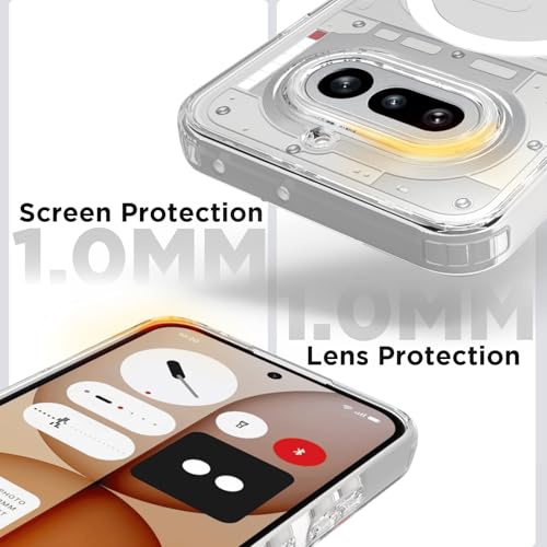 Image of RIGGEAR Shockproof Clear Hybrid Armor Magnetic Back Cover Case Compatible with MagSafe Accessories for Nothing Phone 4a 5G (Transparent PC and TPU Bumper)