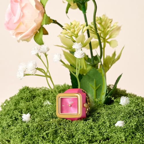 Image of Sonata Poze 7 Analog Pink Dial Gold Sheet Metal Ring Strap Watch for Women - SP80143KM02W