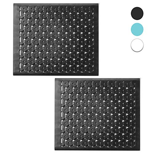 Crippa Kitchen Sink Mats | Set of 2 Sink Protector Mats For Porcelain and Stainless Steel Sink | Dishwasher Safe Premium Mats | Blac