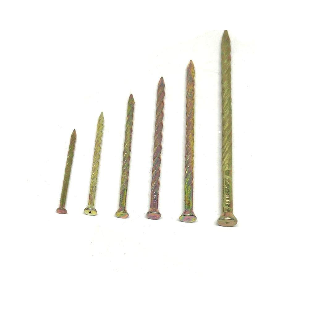 Clavos de ferretería, clavos para hormigón, Clavos de piso con rosca 2,5 mm, clavos acero for carpintería, tablones madera maciza, 3,4 x 80 63 piezas(3.1 * 70 * 90pcs)