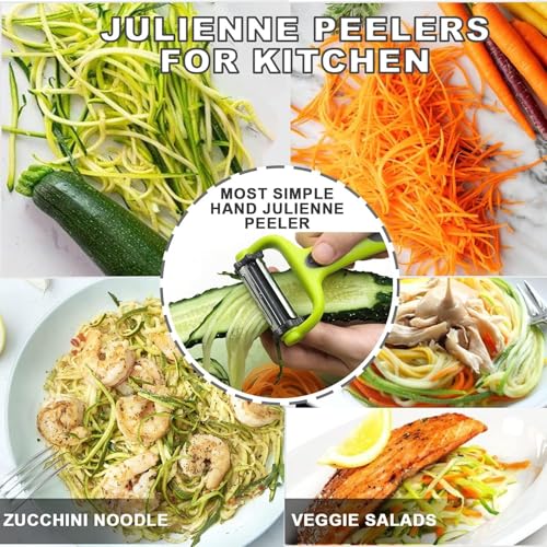 Image of Linden Sweden CLITZ Premium Y Shape Vegetable Peeler with Julienne Blade, Stainless Steel Sharp Peeler, Ergonomic Non-Slip Handle for Potato, Carrot, Cucumber, Fruits & Vegetables - Green