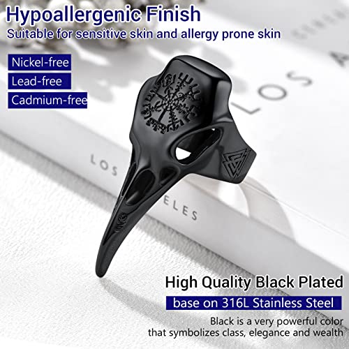 PROSTEEL Mens Gothic Biker Ring, 316L Stainless Steel Dragon Claw Eye Ring/Raven Skull Ring/Octopus Ring, Cool and Masculine, Size 7-14, Black/18K Gold Plated, Come with Box4