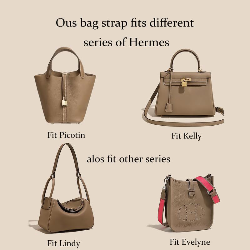 Leder-Schultergurt für Hermes Picotin/Lindy/Evelyne, verstellbarer Crossbody-Taschen-Ersatz (S33in-Etoupe)