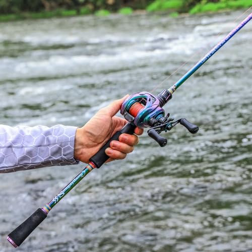 Sougayilang Baitcasting Fishing Combo, 2-section Colorful Poratble Light Weight Fishing Rod with Super Smooth Baitcaster Fishing Reel for Freshwater Saltwater-1.8Q-L - Image 8