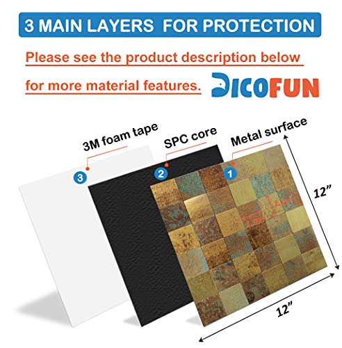 Dicofun 10 Sheets Peel And Stick Metal Backsplash Tiles, Self-Adhesive Aluminum Mosaic Tile, Rust Classical Retro Copper Backsplash For Kitchen & Bathroom #TOP6