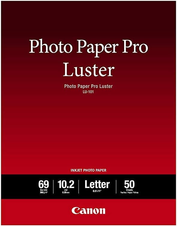 Canon LU-101 LTR(50) Luster Photo Paper Letter, 50 Sheets (LU-101 LTR)