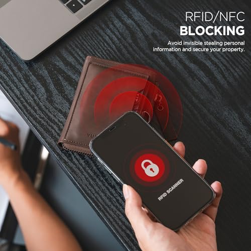 VULKIT Mens Wallet RFID Blocking Credit Card Wallet Leather Passcass Wallet Bifold Zip Around Card Holder with Coin Pocket4