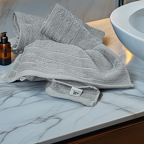 Image of Tens Towels Pack of 6 Hand Towels, 100% Cotton, Lighter Weight, Quick to Dry, 16 x 28 Inches, Super Soft & Absorbent, Perfect for Bathroom & Kitchen, Cool Grey