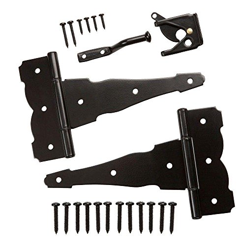 Image of Everbilt Black Decorative Gate Hinge and Latch Set hardware parts (Black)