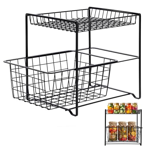 FACTORY HARMONY Organizer Sottolavello Cucina Salvaspazio, Organizer Cucina Dispensa, Porta Detersivi Nero In Acciaio Con Struttura Resistente e Cassetto Estraibile