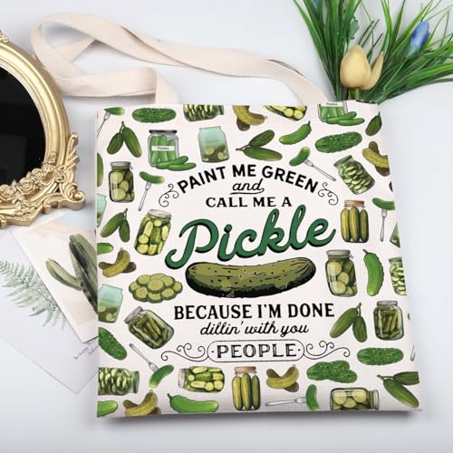 KUIYAI Funny Pickle Tote Bag Pickle Lovers Bag Pickling Season Gift Dill Pickle Food Fermentation Gift Canned Pickle Gift3