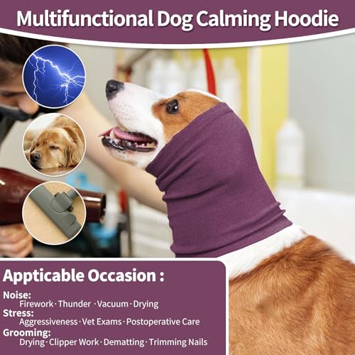 Image of Nanaki Dog Calming Hoodie Ear Wraps for Dogs, Ear Protection Dog Fireworks Ear Head Muffs Dog Warp Anxiety Relief, Dog Hematoma Ear Wrap, Dog Head Cover The Grooming and Force Drying Dog Ear Protector