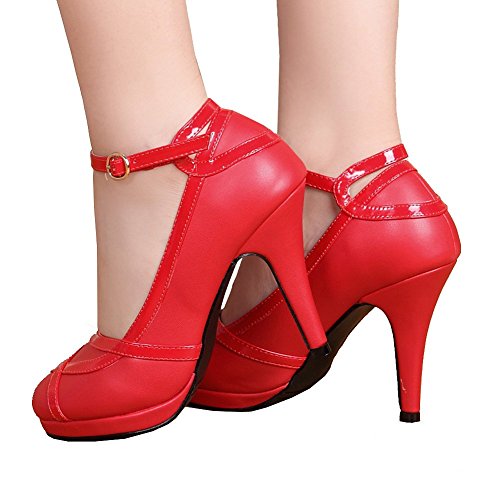 getmorebeauty Women's Vintage Retro Black and White Ankle Strappy Buckle Dress High Heels2