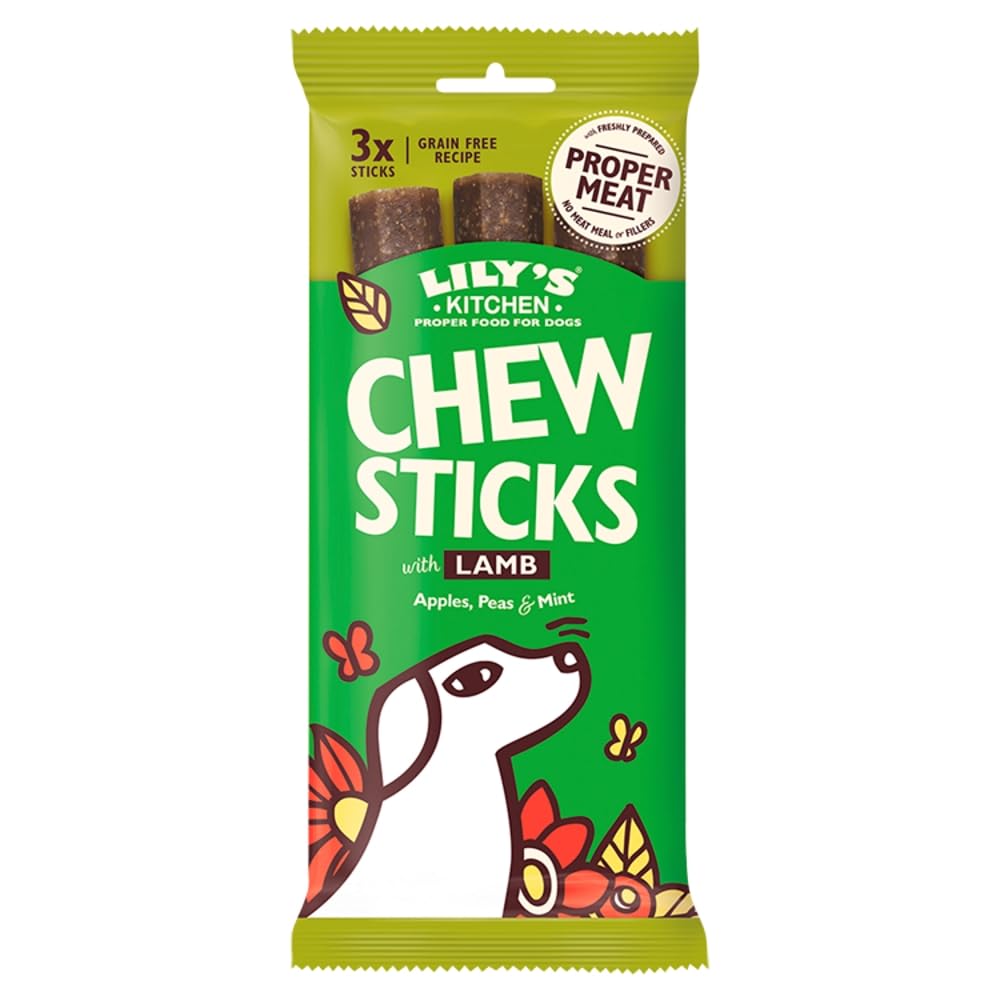 Lily's Kitchen Chew Sticks with Lamb - Grain Free Natural Dental Dog Treats (1 Packs of 3 Chews)