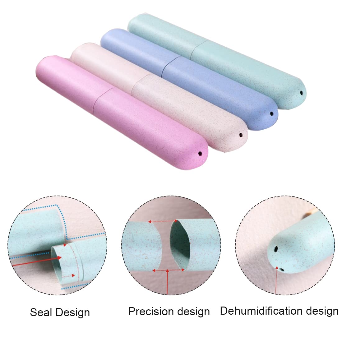 Portaspazzolino Da Viaggio - Set Di 4 Astucci Igienici Con Fori Di Drenaggio Per Famiglia - Foto 9