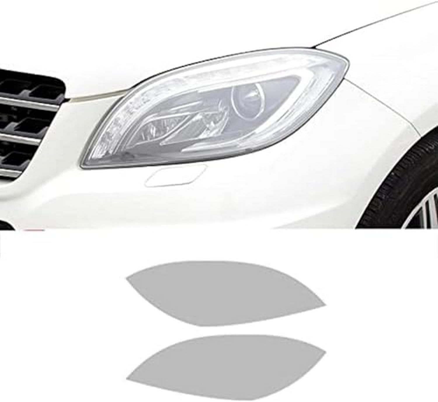 SamLng Car Front Light Film for Benz ML-Class ML350 2012-2015 Car Headlight Protective Film Front Light Transparent Blackened TPU Sticker Car Headlight Protective Film