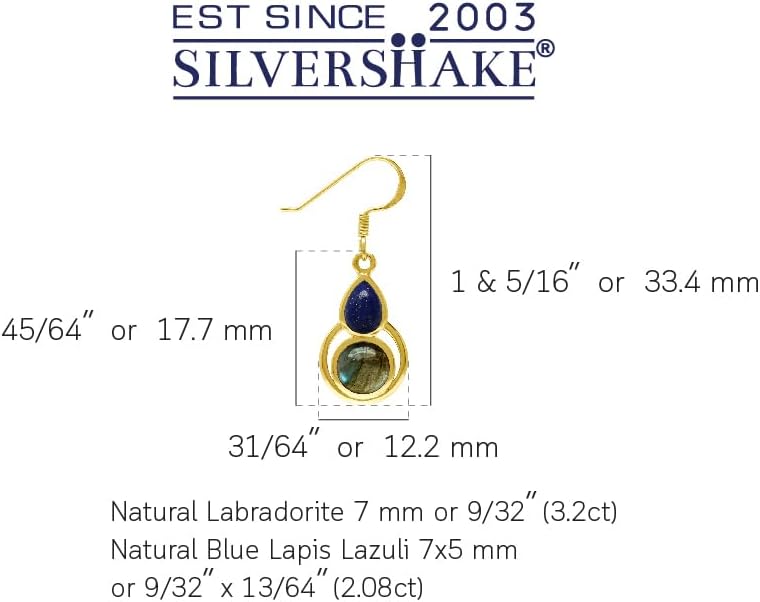 Silvershake Cabochon Gemstone White Gold Plated or Yellow Gold Plated 925 Sterling Silver Contemporary Geometric Dangle Earrings or Pendant Jewelry for Women