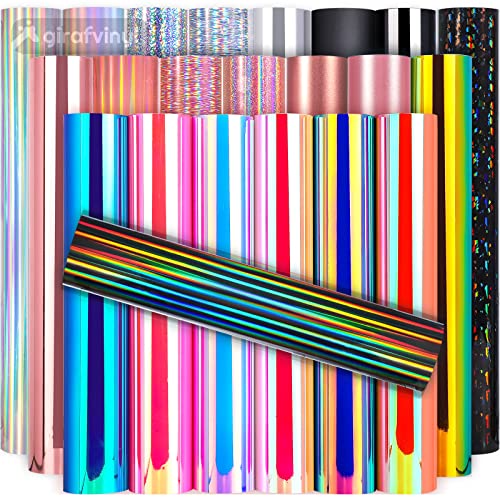 Girafvinyl Holographic Vinyl Assorted Bundle12” X 12”,22Pack Permanent Adhesive Vinyl For Cricut - Vinyl Sheets For Diy Crafts,Home Decor And Tumblers #TOP14
