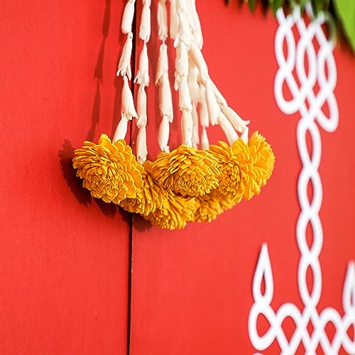 Image of Desi Favors White Ratham Muggu Cutout | Varalakshmi Vratam, Ganesha Cutouts Decor | Indian Rangoli Kolam Pooja, Diwali, Wedding Decor | Indian Golu Decorations | 36x33 in - 26x11.5 in (Pack of 1)