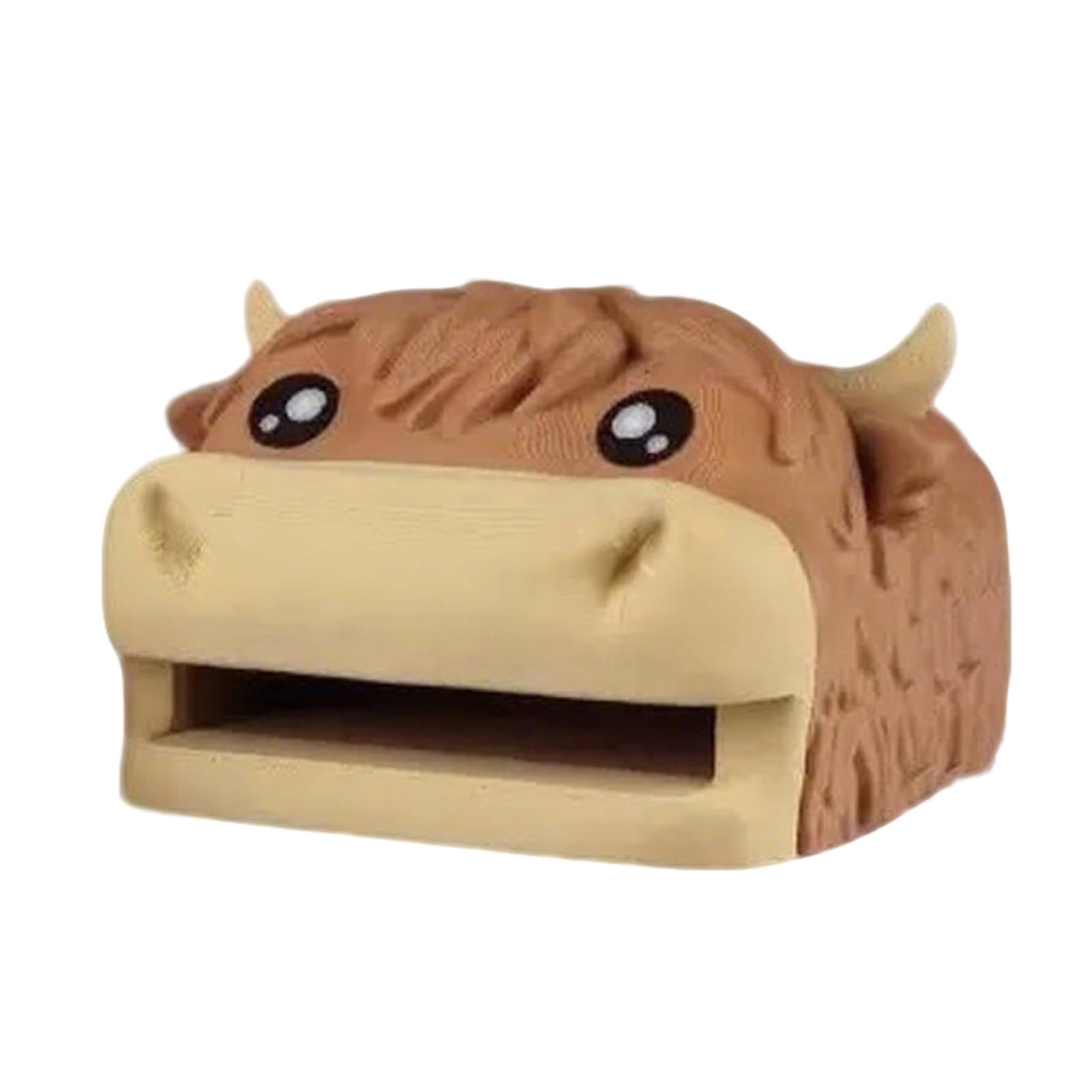 Glifora Highland Cow Desk Organiser - Cute Cow Memo Pad Dispenser with 3 Reusable Stencils, Funny Animal Pen Stand for Office Workers and Students