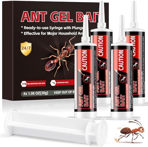 4 Tubes Ant Gel Bait for Indoor Outdoor Use, Keep Ant Away Pets & Kids Safe