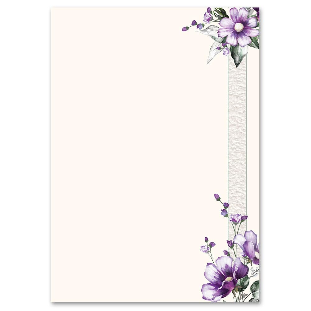 Motif Letter Paper! Purple Flowers Flowers Motif 100 Sheets DIN A4 - Flowers & Petals