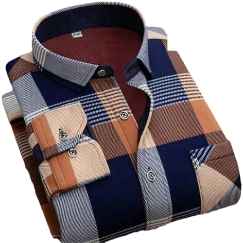 Chemise en polaire pour homme Automne Hiver Chemise à carreaux à manches longues Doublure en polaire épaisse Douce Décontractée Flanelle Chemise habillée...