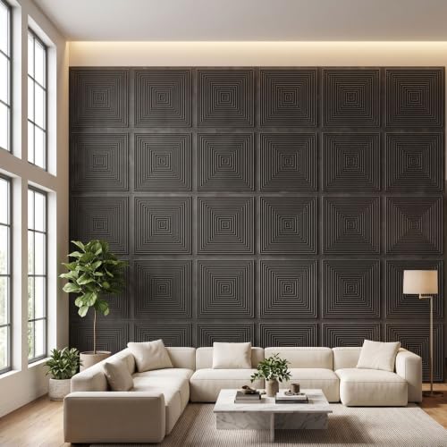 Image of Kayra Decor 3D PVC Wall Panels for Bedroom & Living Room | Pryamid Design |Nexa Gray Color | 19.7 x 19.7 Inch | Pack of 18 | 42.48 Sq Ft