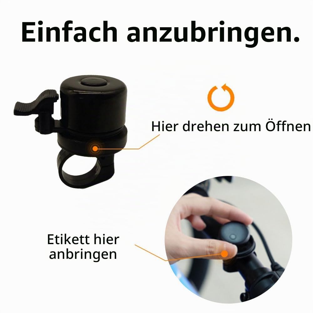 Fahrradklingel mit Tracker-Tag für Find Hub App, Fahrradhalterung für GPS-Tracker, wasserdicht, klassische Edelstahl-Halterung, Diebstahlschutz, 100 dB, passend für 2,2 cm / 25,4 mm Lenker (nur