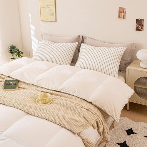 Image of ECOCOTT Striped Pillowcases Standard Size 2 Pack, 100% Washed Cotton Pillow Cases with Envelope Closure, Black Pinstripe Pillow Covers 20 inchx26 inch