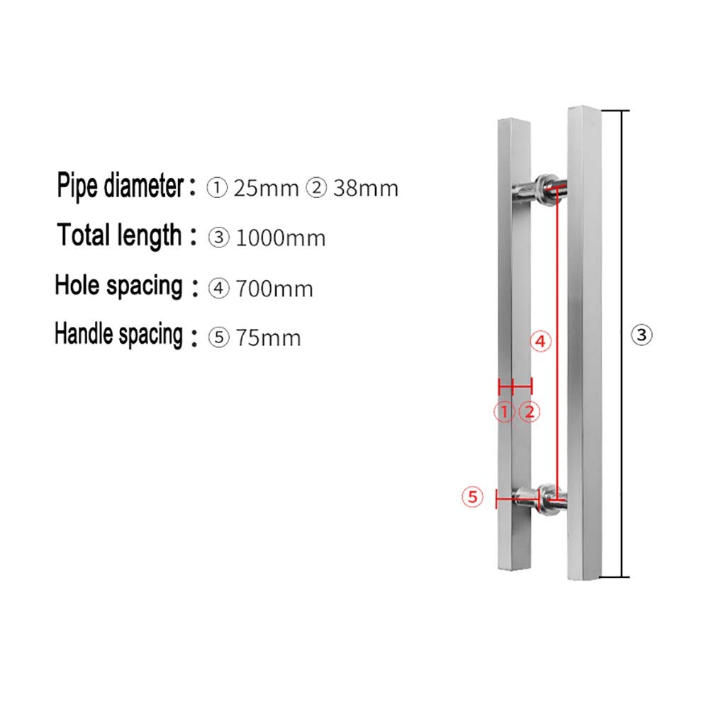 Maniglia per porta scorrevole per porta del fienile Maniglia per porta push-pull commerciale a tubo quadrato in acciaio inossidabile resistente/Maniglia per porta in vetro/Maniglia per porta