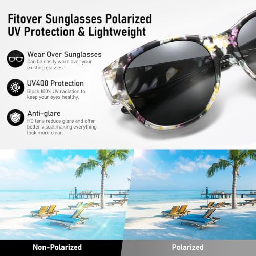 Image of HAOLOTA Fit Over Glasses Sunglasses for Women Polarized