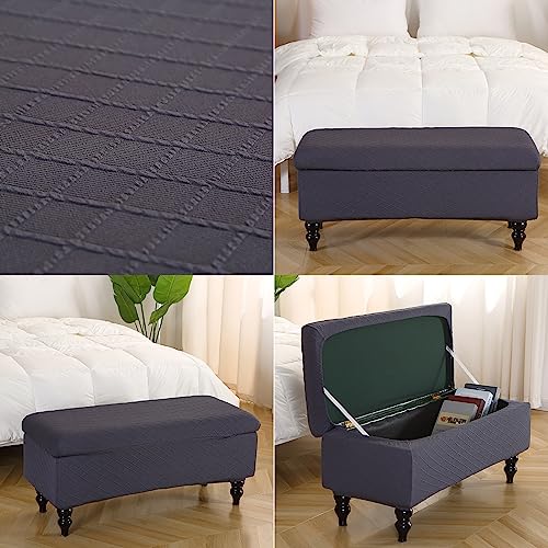 Image of FUANGUI Ottoman Cover Stretch Storage Ottoman Bench Slipcover Printed Folding Storage Bench Ottoman Cover Footrest Stool Slipcover Footstool Protector Cover with Elastic Bottom,Medium
