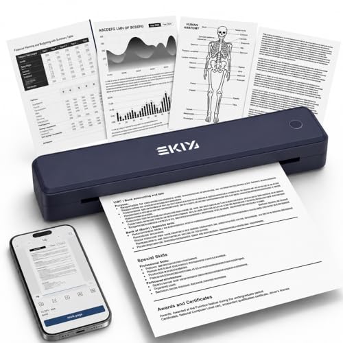 Image of EKIY 2026 Mini Wireless A4 Inkless Thermal Printer | Portable, Rechargeable 2600mAh Type-C | Android, iOS & Laptop (Bluetooth /USB) | 1 Year Warranty (Blue)