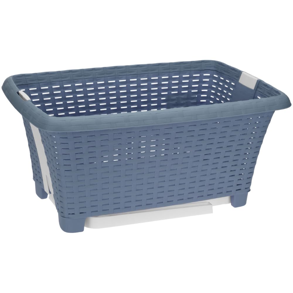 Envenzo Foldable Laundry Basket, Aurora Colours, 38L Capacity, Woven Design with Fold-Out Legs, 60x40x60cm (Blue)