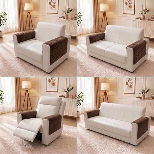 Image of Story@Home Premium Quilted Sofa Armrest Covers | Anti-Slip Armrest Covers for Sofa | 1 Pair - 70(D) x 50(L) cm - Brown