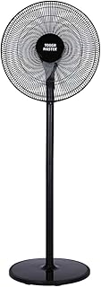 TOUGH MASTER Pedestal Fan 16" Inch Cooling Fan 3 Speed Settings, Adjustable Height, 80° Oscillation, Quiet Operation, 50W Powerful Flow, Floor Standing Fan Ideal For Home, Bedroom, Office Black