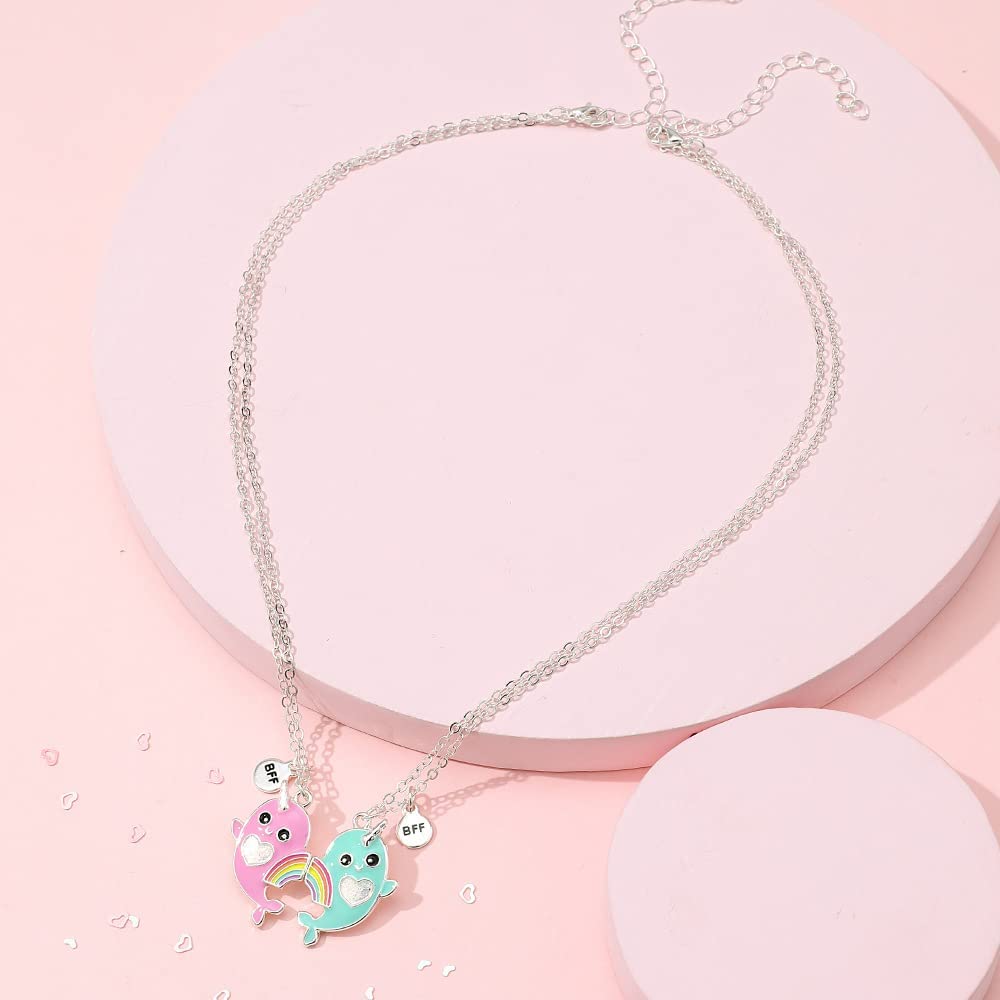 El Regalo Best Friend Forever 2Pcs-Split Magnetic Matching Bff Pendant Necklaces Set- Unicorns, Whales, Koalas Pendant Friendship Necklaces For Girls (Whales Bff Necklace) 1
