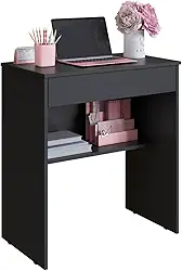 Escrivaninha Estudo e Trabalho – Mesa Compacta com Gaveta para Quarto ou Escritório | Móveis Bonatto (Preto)