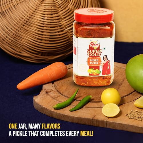 Image of 9AM Super Gold Mixed Pickle 900g - Spicy & Tangy Blend of Traditional Indian Pickles (Pack of 2)